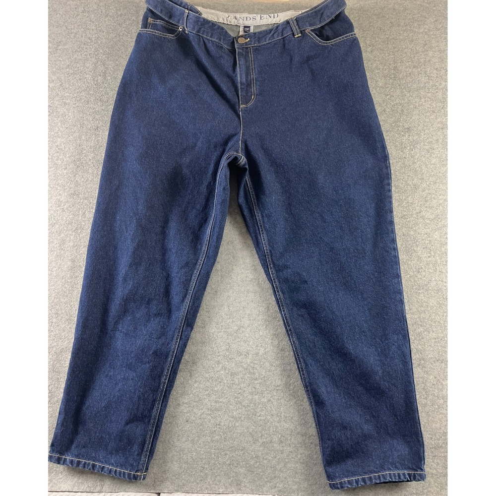 Lands End Womens 22WP Petite Plus Straight Leg Jeans Comfort Waist Sidebands